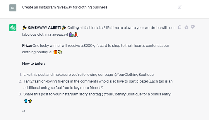 A giveaway