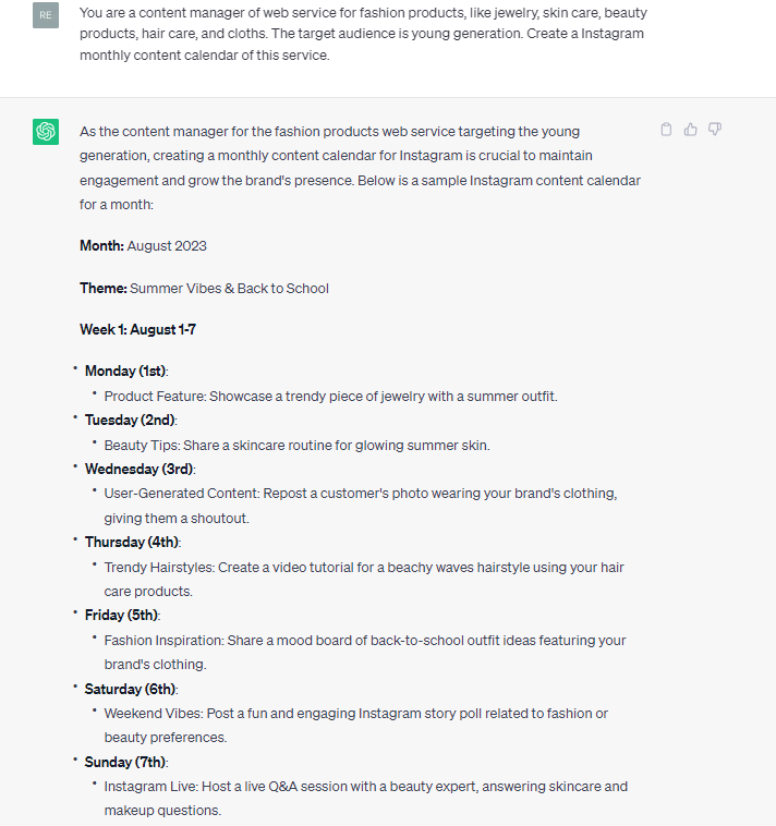 A monthly content plan