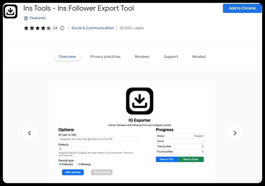 Ins Follower Export tool