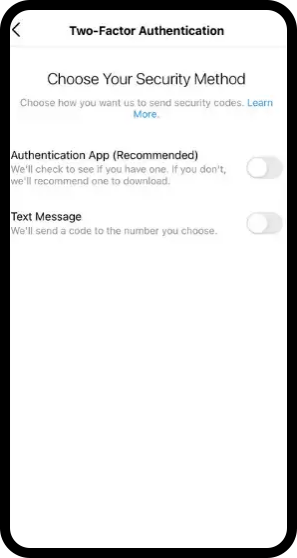 Choose your security method