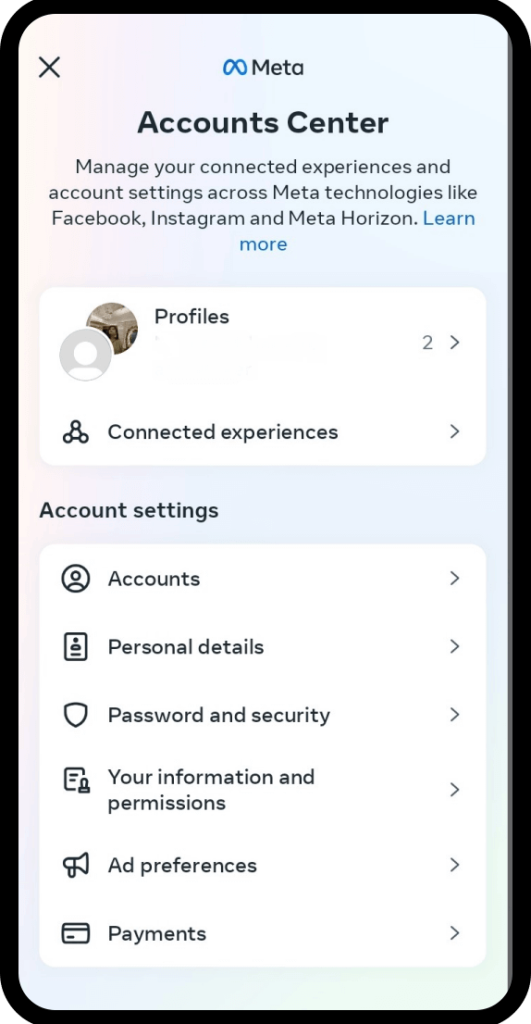 Account center